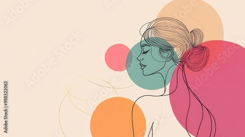 Stylish Female Figure in Abstract Single Line Design photo