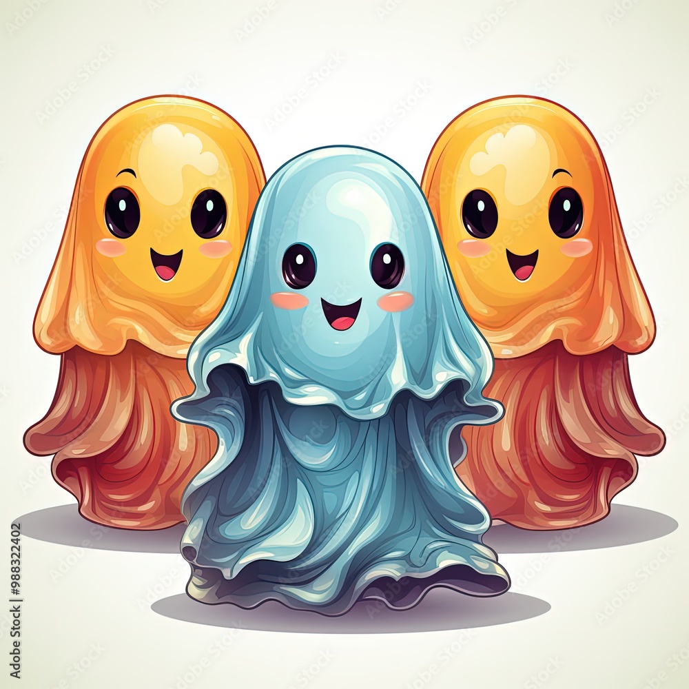 Obraz premium Spooky and Cute Ghost Illustration Isolated for Halloween Festivities