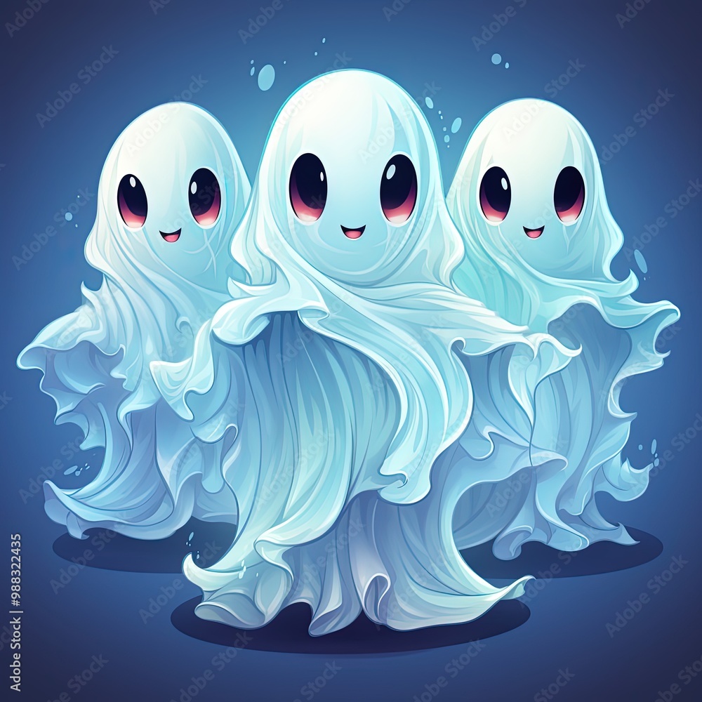 Spooky and Cute Ghost Illustration Isolated for Halloween Festivities Spooky and Cute Ghost Illustration Isolated for Halloween Festivities