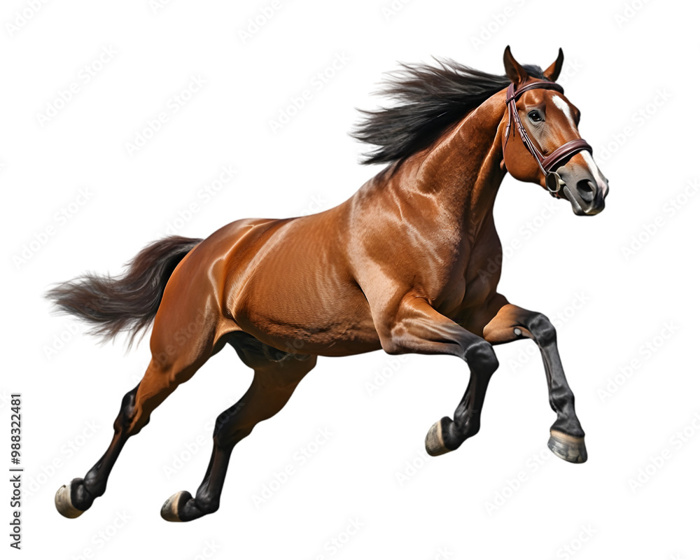 Horse galloping in a race on transparent background Horse galloping in a race on transparent background