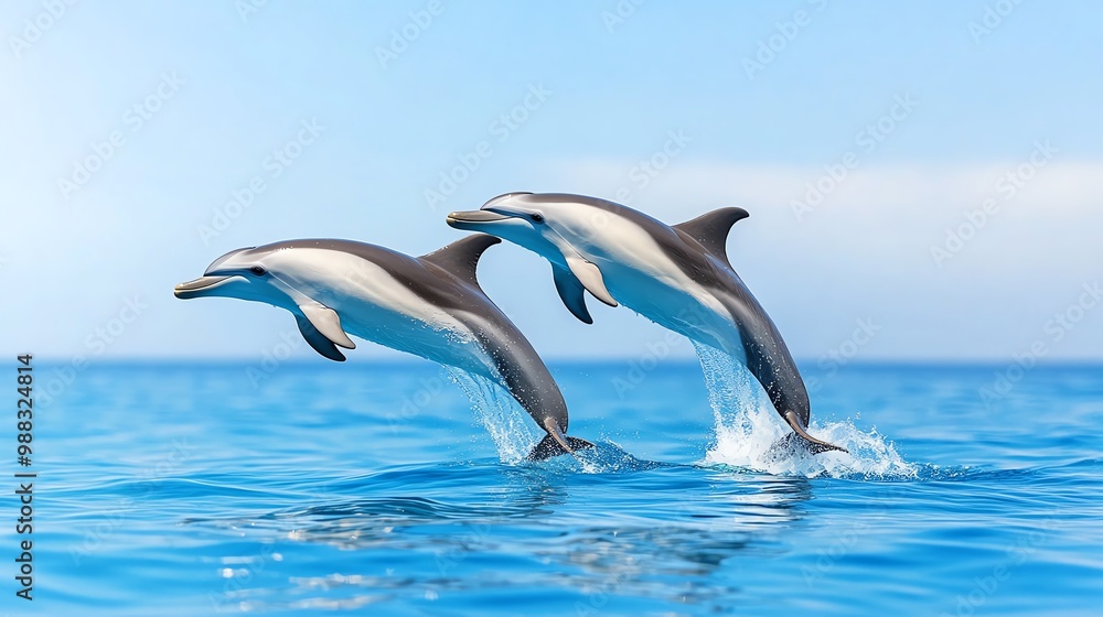 A pod of white-beaked dolphins swimming gracefully in the cold, clear waters of the North Atlantic, their distinct white and grey markings standing out.