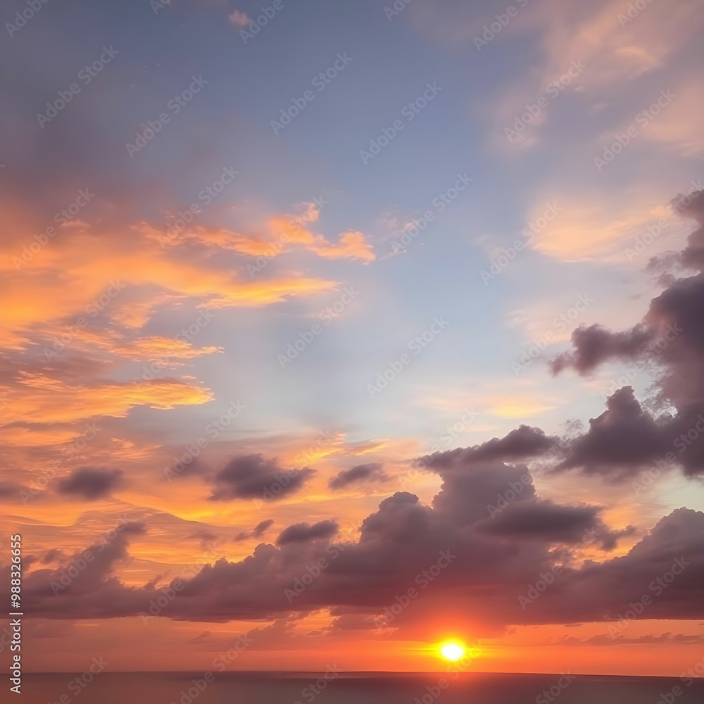 Beautiful shot of the sunset with colorful clouds above the sea Beautiful shot of the sunset with colorful clouds above the sea