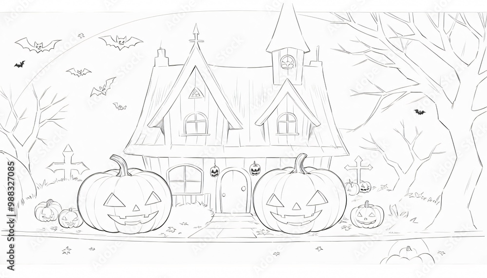 illustration of a Halloween night with moon and pumpkin background illustration of a Halloween night with moon and pumpkin background