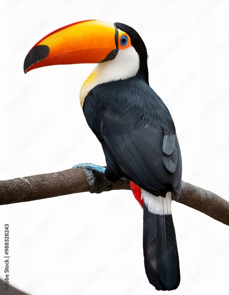 Naklejka premium オニオオハシ(toco toucan on white) 