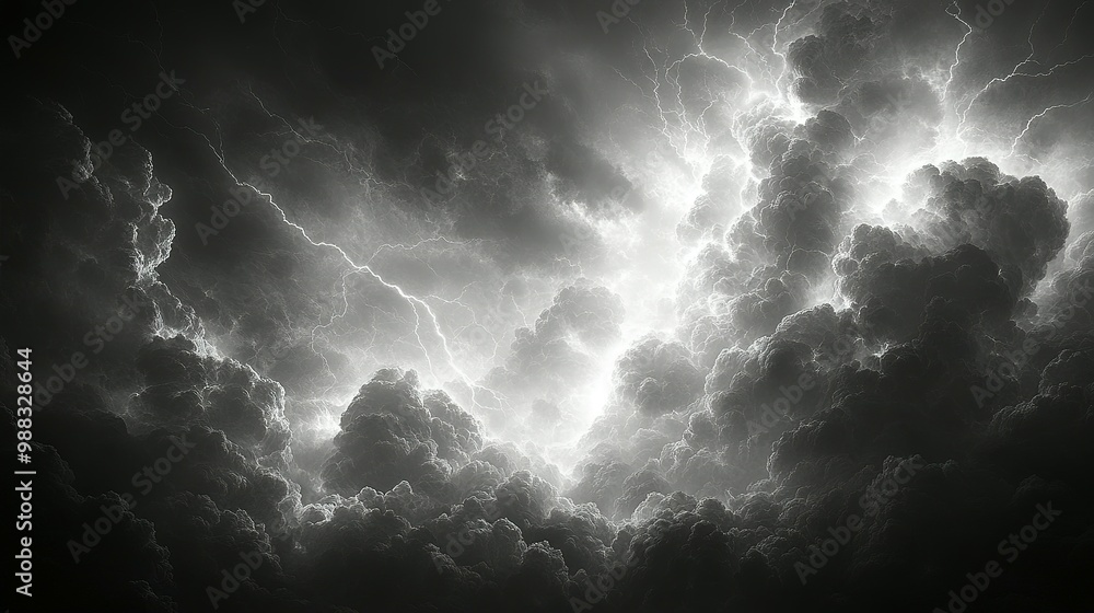 A Stormy Sky with Lightning Bolts Striking Through Dark Clouds A Stormy Sky with Lightning Bolts Striking Through Dark Clouds
