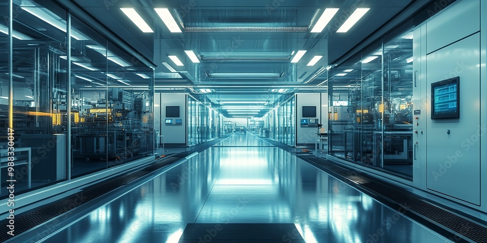 state-of-the-art semiconductor production facility devoid of people featuring clean environment and modern technology state-of-the-art semiconductor production facility devoid of people featuring clean environment and modern technology