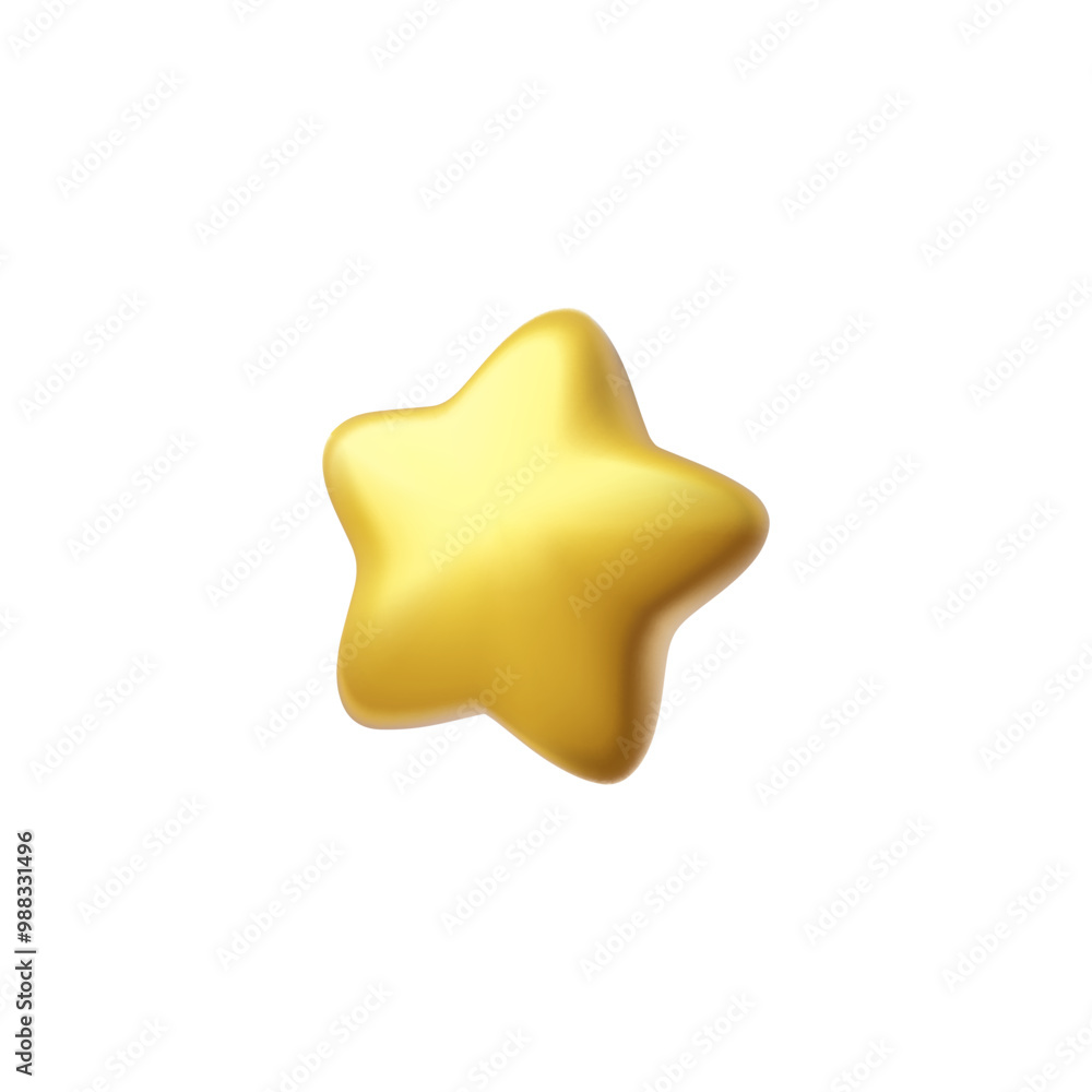 Yellow star realistic 3d cartoon plastic style vector icon, gold volume rating star, holiday festive decoration element Yellow star realistic 3d cartoon plastic style vector icon, gold volume rating star, holiday festive decoration element