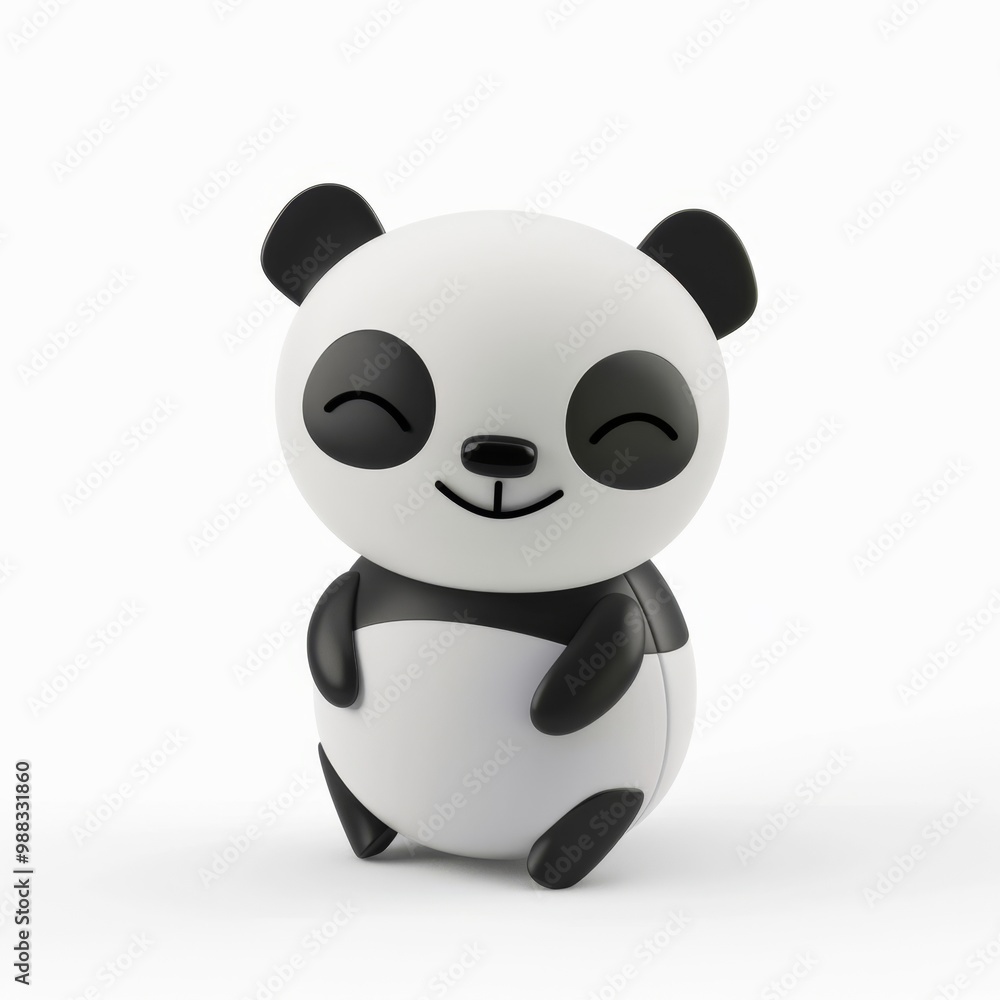 Naklejka premium Cute, funny panda in 3D style on a white background 