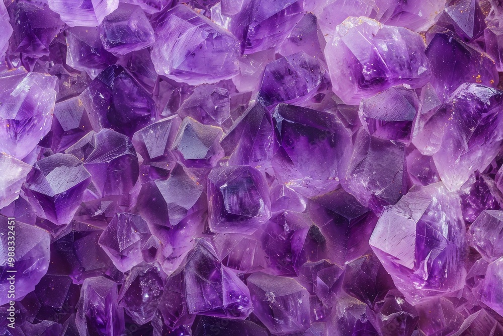 Fototapeta premium Amethyst Crystal, Purple Quartz Raw Gemstone Amethyst Druse Pattern, Generative AI Illustration
