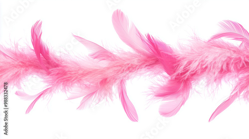 Pink feather boa isolated on white background, party isolated png like style.. Isolated on white background png like style. Created using Generative AI Technology 