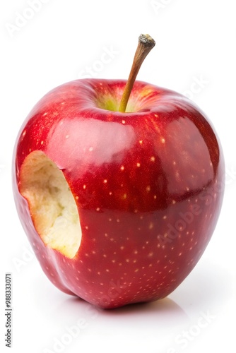 Red apple bite isolated on white background, clipping path, full depth of field