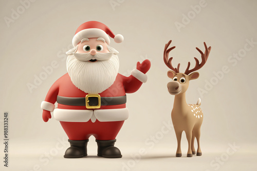 Merry Christmas 3D cartoon Santa wallpaper background