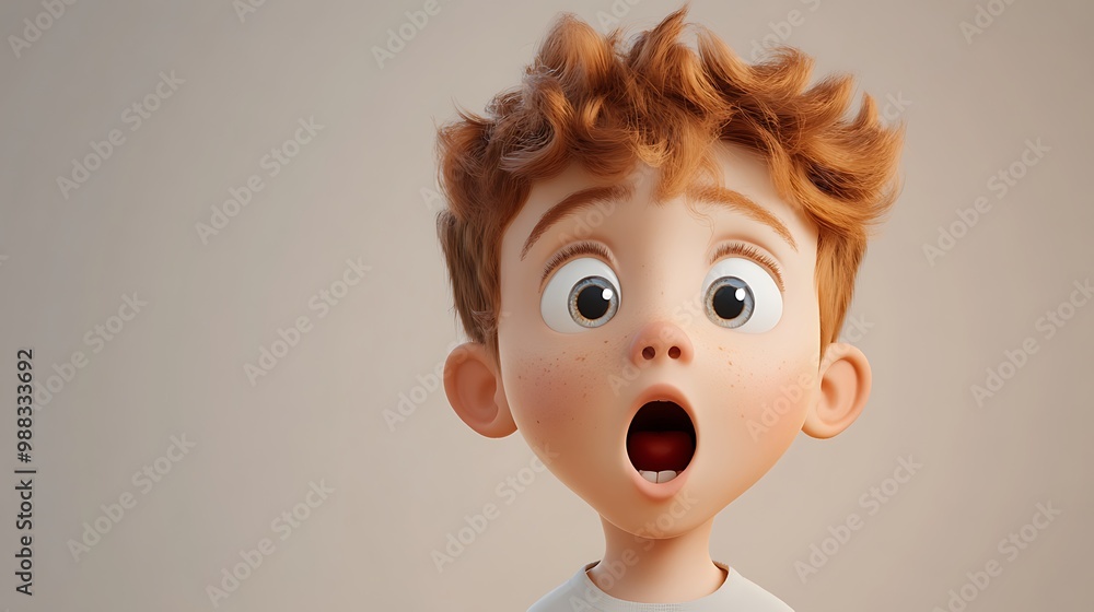 Surprised Cartoon Boy 3D Illustration Surprised Cartoon Boy 3D Illustration
