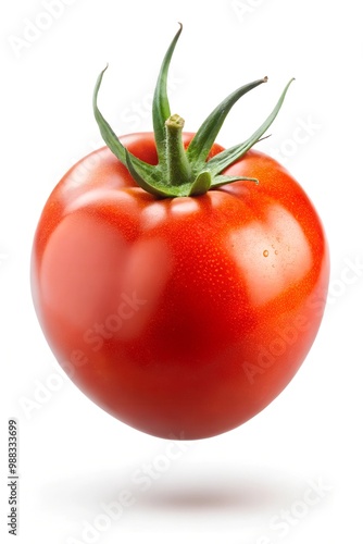 Falling tomato isolated on white background, clipping path, full depth of field