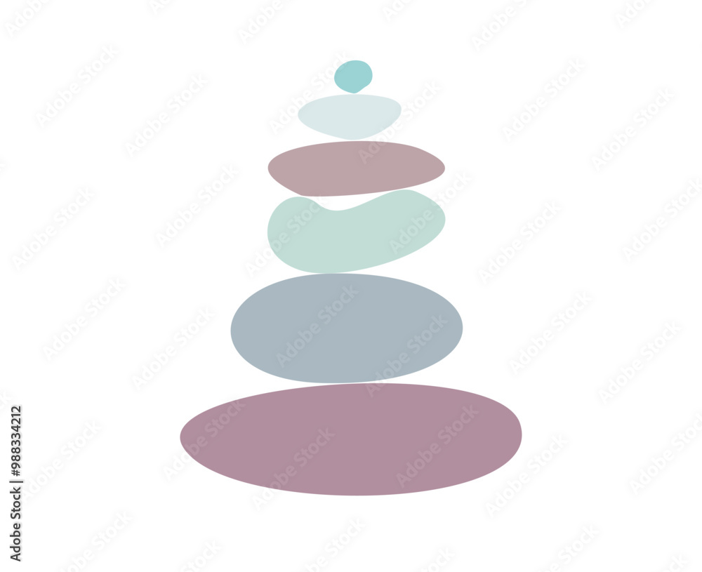 Meditation balance stone pyramid. Stacked pebbles pastel colors object vector illustration isolated white background. Meditation balance stone pyramid. Stacked pebbles pastel colors object vector illustration isolated white background.