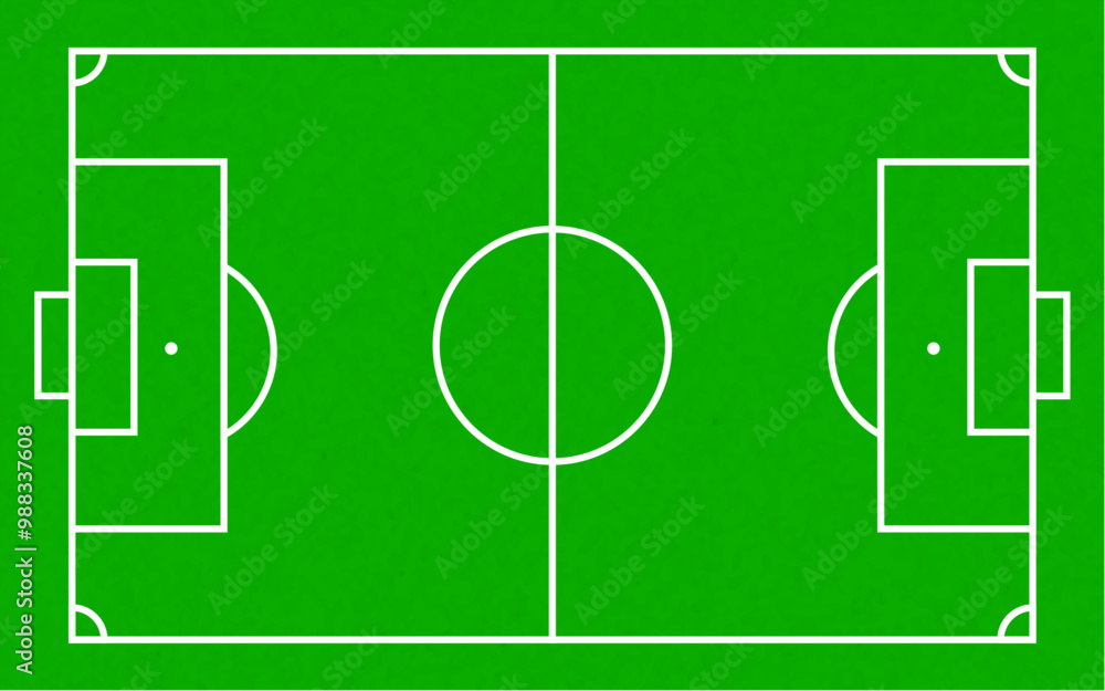 Fototapeta premium Soccer field in flat style. Football stadium background.