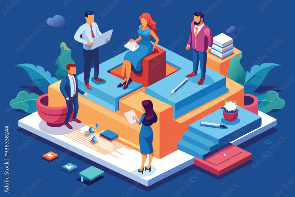 Professionals engage in a discussion about customizable divorce solutions in a modern office environment featuring isometric design elements. Professionals engage in a discussion about customizable divorce solutions in a modern office environment featuring isometric design elements.