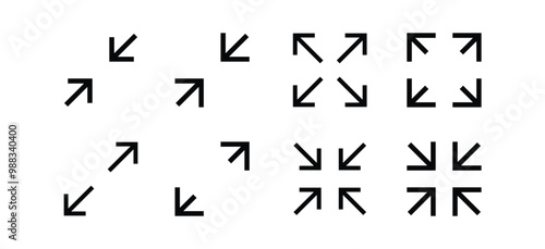 Fullscreen vector Icon with Arrows. Expand Maximize and minimize signs for Screen