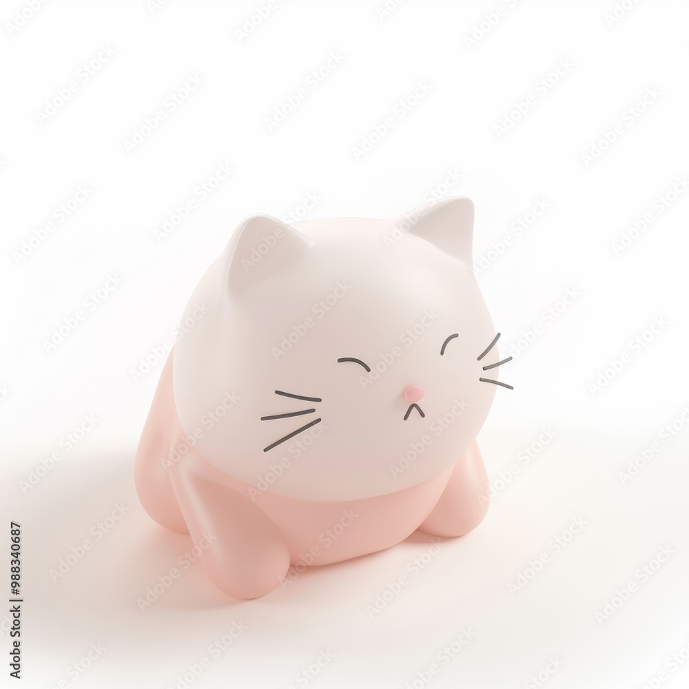 Cat in 3D style on a white background Cat in 3D style on a white background