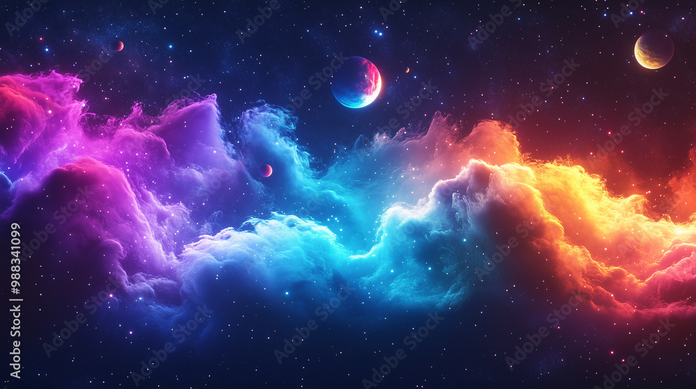 Obraz premium Colorful glowing space background