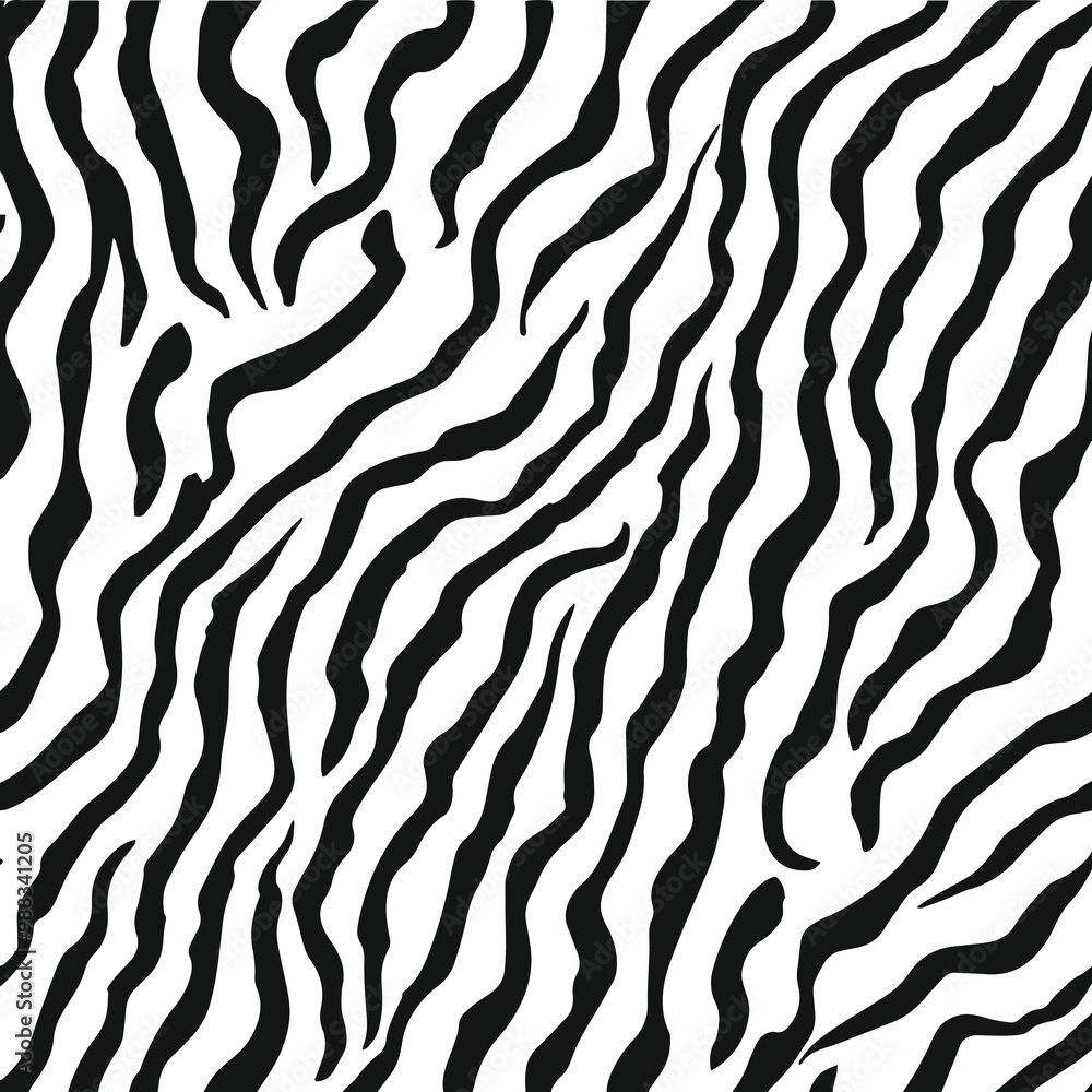 Zebra print or skin texture vector. Abstract zebra stripes pattern on white background. Zebra print or skin texture vector. Abstract zebra stripes pattern on white background.
