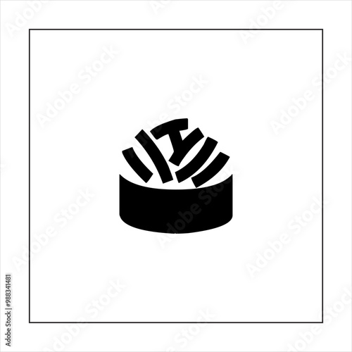 Illustration vector graphic of sushi food icon, black and white