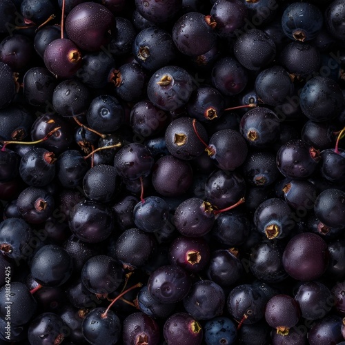 Aronia texture background, chokeberries fruits pattern, Aronia melanocarpa mockup, banner, purple chokeberry