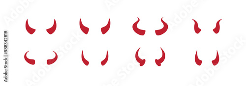 Devil horn Vector icon red Template design. Demon satan horns symbol