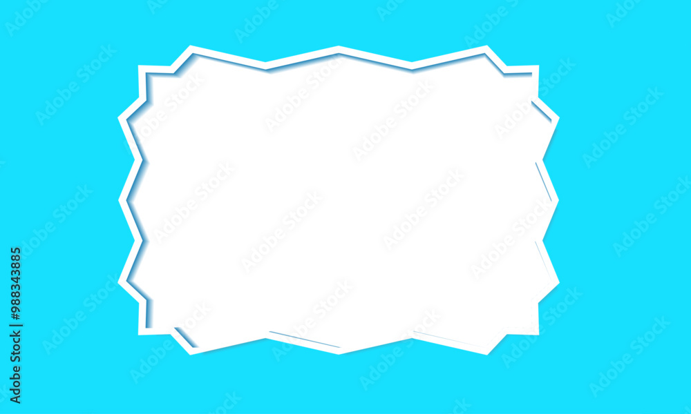 Modern Blue Frame with White Center. Abstract Jagged Border on Blue Background. Minimalist White edge lines border. Vibrant Blue Background with Zigzag Frame. Clean and Simple banner Design Template
