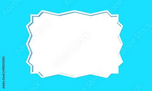 Modern Blue Frame with White Center. Abstract Jagged Border on Blue Background. Minimalist White edge lines border. Vibrant Blue Background with Zigzag Frame. Clean and Simple banner Design Template 