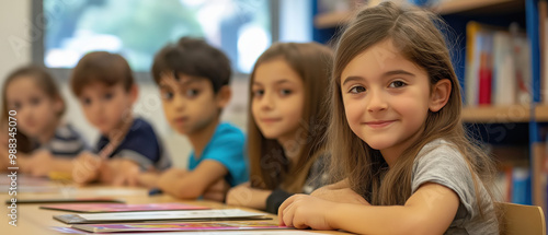A classroom scene featuring children engaged in learning, showcasing focus, joy, and camaraderie among young students.