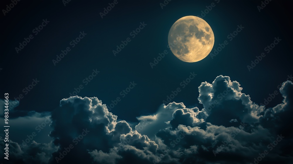 Obraz premium The moon glowing behind the moving clouds