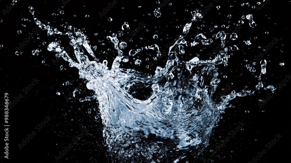 Shape form, water splashes into the air and stops in mid-air (motion freeze). Shape form water for clear texture graphic resource elements, isolated on a black background. Shape form, water splashes into the air and stops in mid-air (motion freeze). Shape form water for clear texture graphic resource elements, isolated on a black background.