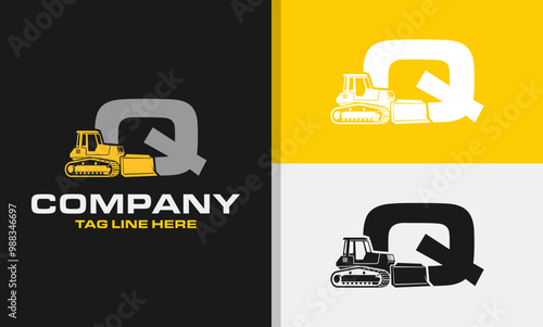 The Bulldozer Letter Q Logo Design