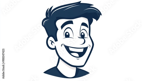 Cartoon illustration of a cheerful male face in a line art style