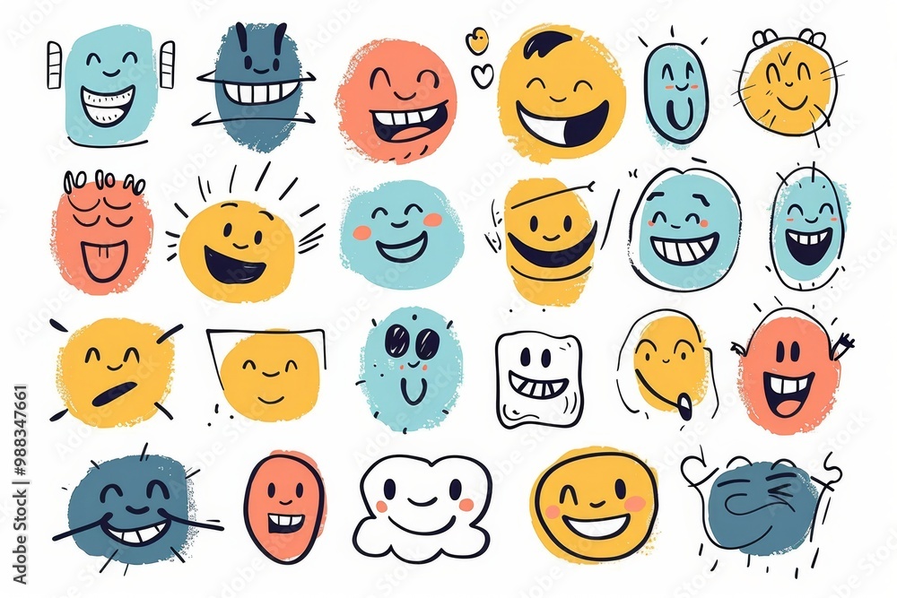 Doodle sketched abstract elements, brush strokes, contemporary art, eyes, faces smear isolated Doodle sketched abstract elements, brush strokes, contemporary art, eyes, faces smear isolated