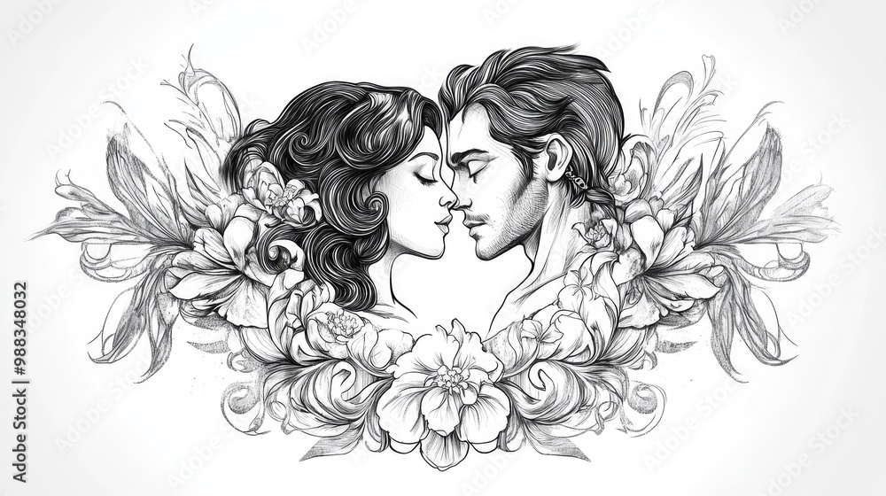 Line art illustration of a tattoo design Line art illustration of a tattoo design