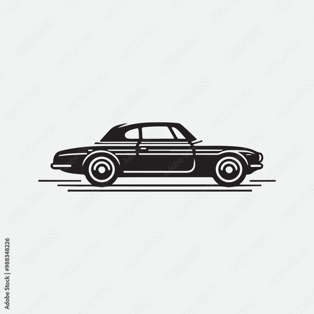 Obraz premium Classic retro car illustration logo vector. Classic muscle car vector labels, emblems and badges set. Retro vehicle, old automotive transportation logo illustration