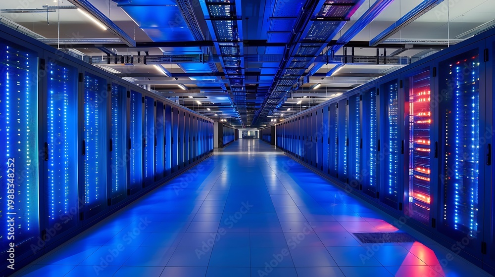A long corridor lined with servers, illustrating the vast scale of modern data centers. A long corridor lined with servers, illustrating the vast scale of modern data centers.