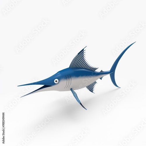 sailfish in 3D style on a white background