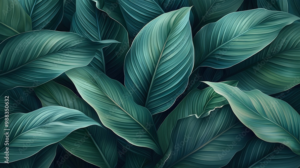 Dense Cluster of Realistic Green Leaves Dense Cluster of Realistic Green Leaves