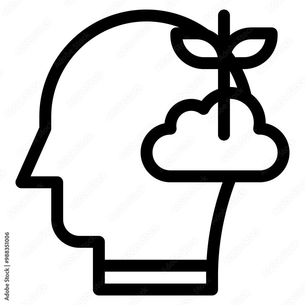Vector Icon growth, mind, thought, user, human brain Vector Icon growth, mind, thought, user, human brain