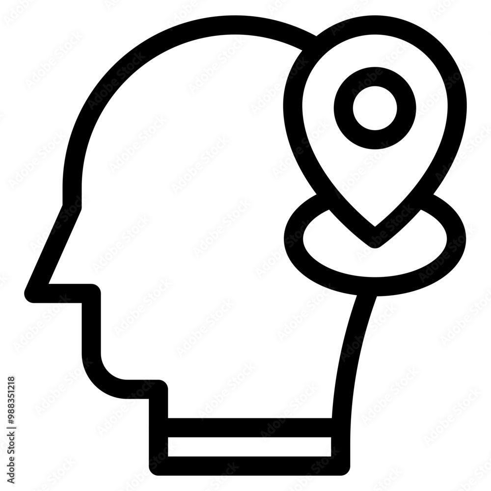 Vector Icon location, mind, thought, user, human brain Vector Icon location, mind, thought, user, human brain