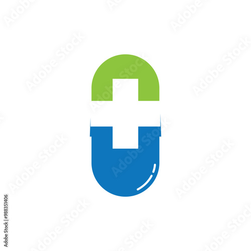 Medical pills, capsule and drug logo vector