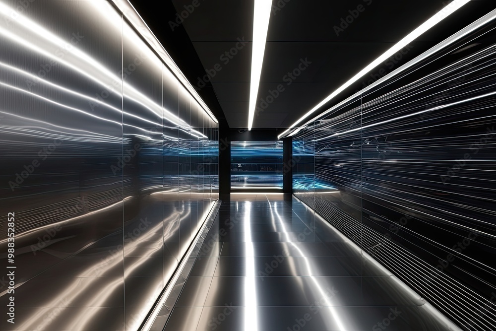 Obraz premium Stunning Visual Environment with Brilliant Light Reflections on a Sleek Metallic Surface