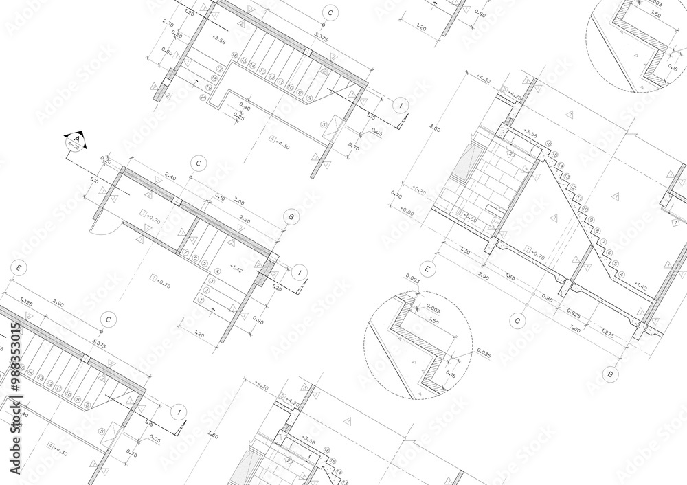 Floor plan designed building on the drawing. Floor plan designed building on the drawing.