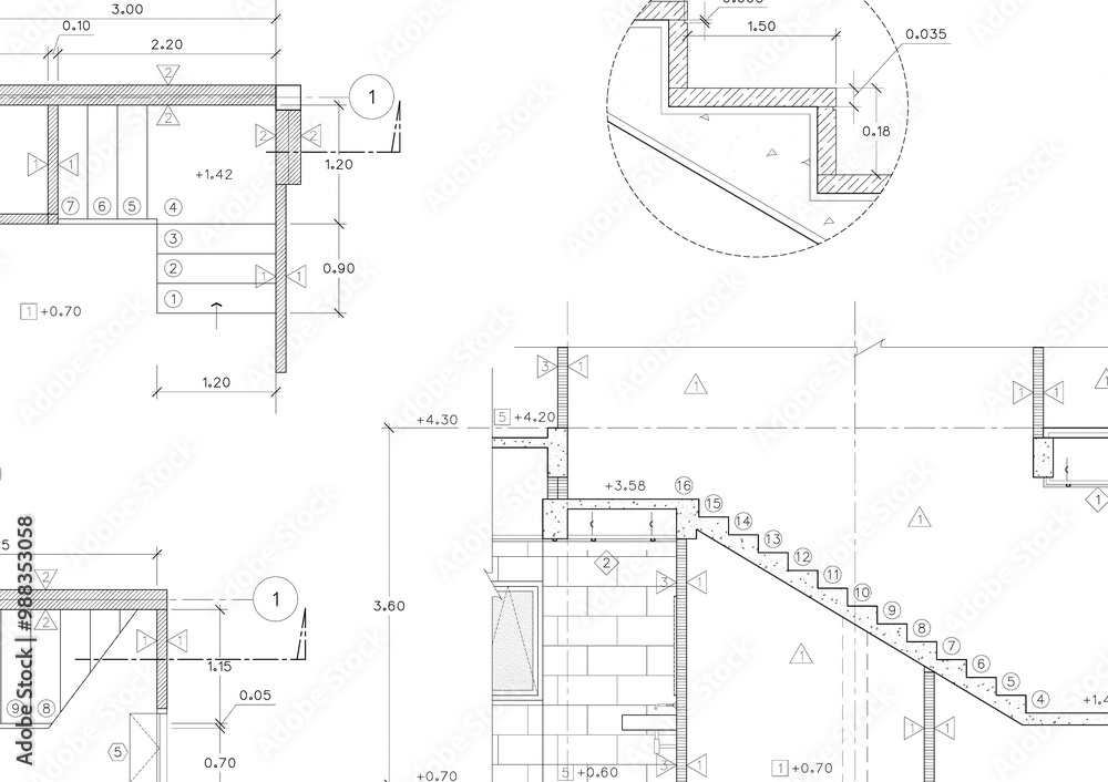 Floor plan designed building on the drawing. Floor plan designed building on the drawing.