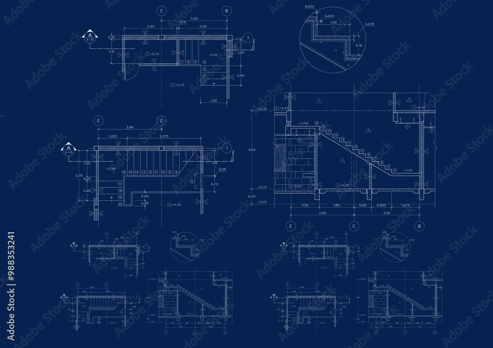 Floor plan designed building on the drawing. Floor plan designed building on the drawing.