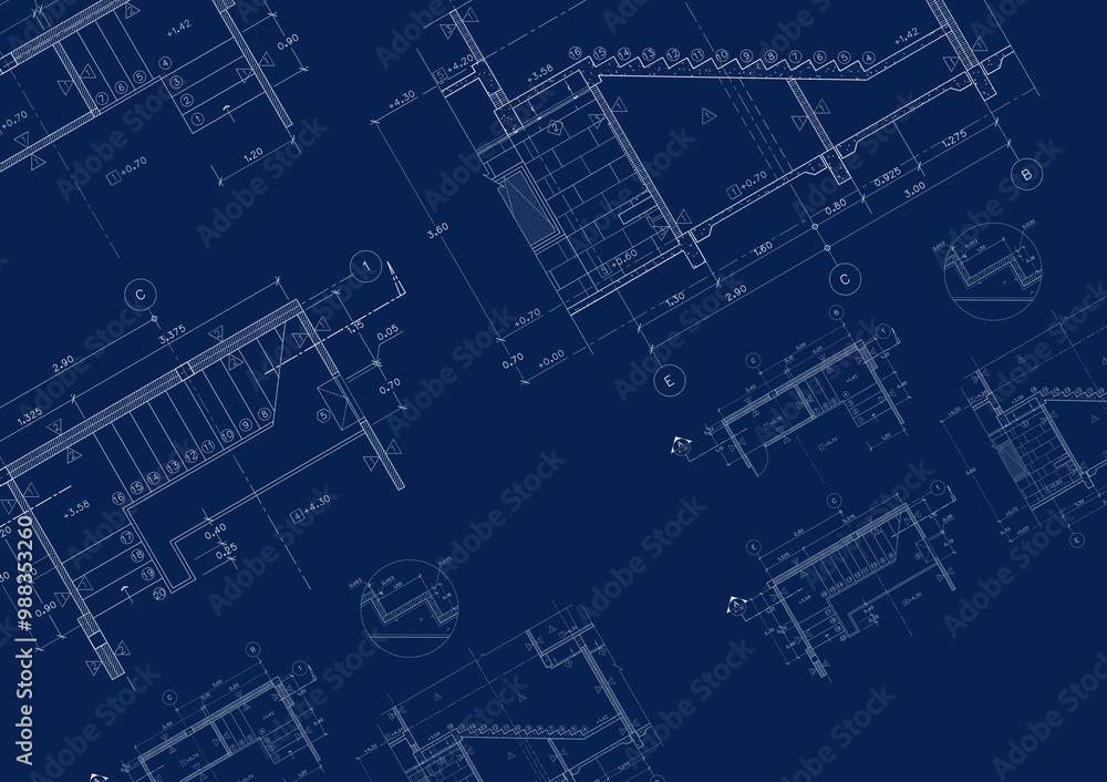 Floor plan designed building on the drawing. Floor plan designed building on the drawing.