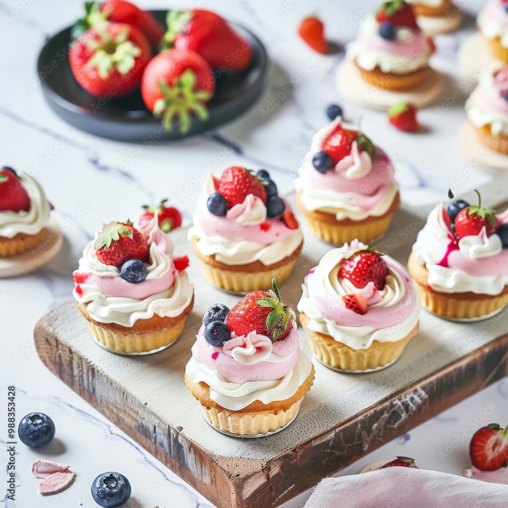 Desserts decorated with berries
Desserts decorated with berries
